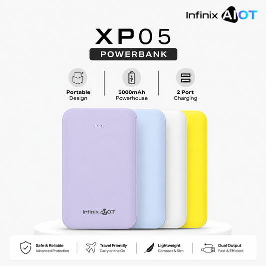 Infinix XP05 Power Bank 5000mAh – 12W Fast Charging | 1-Year Warranty & Free Shipping