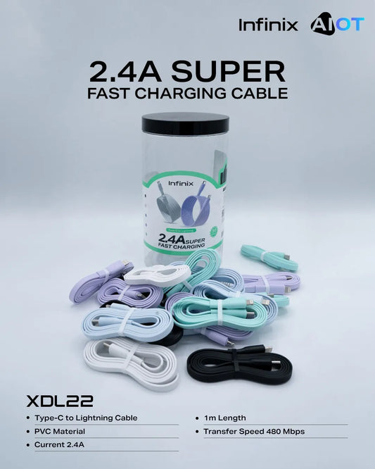 Infinix 2.4A Super Fast Charging Type-C to Lightning Cable (XDL22)