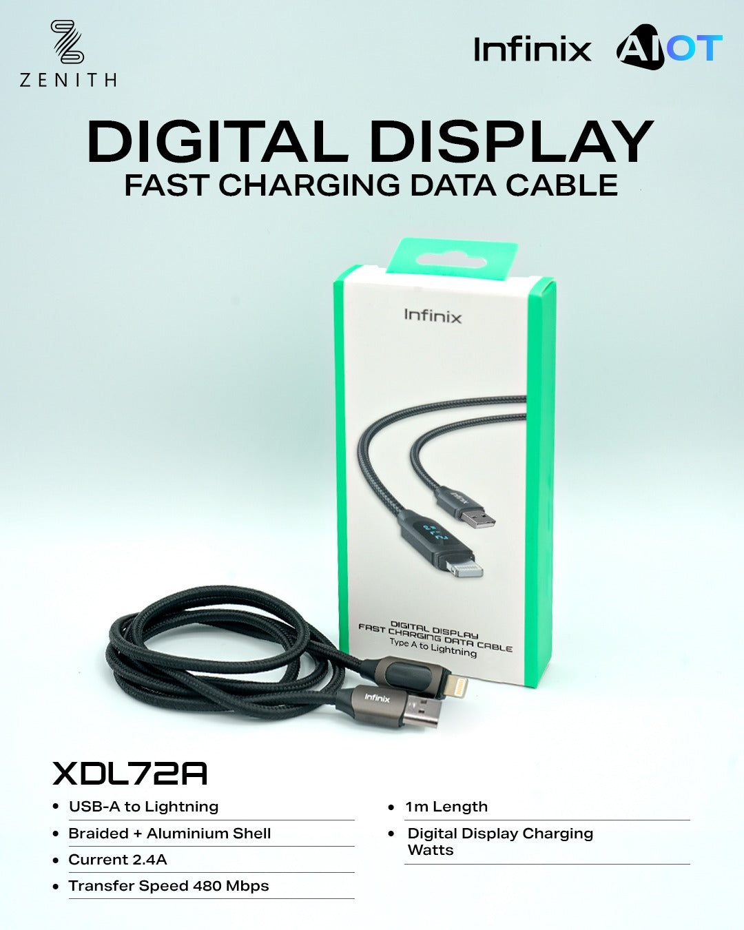 Digital Display Fast charging data cable